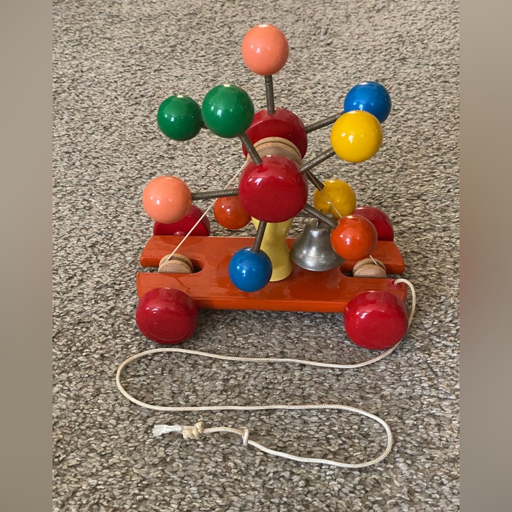 Vintage Wooden Kouvalias Ferris Wheel Pull Toy